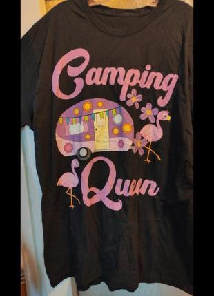 Розмір 2 xl нова футболка майка чорна з європи королева кемпінгу camping queen