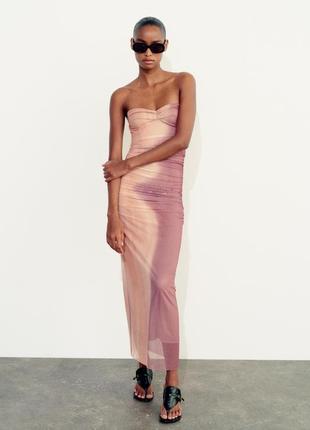 Нова тюльова сукня-бюстьє з драпіруванням zara😍