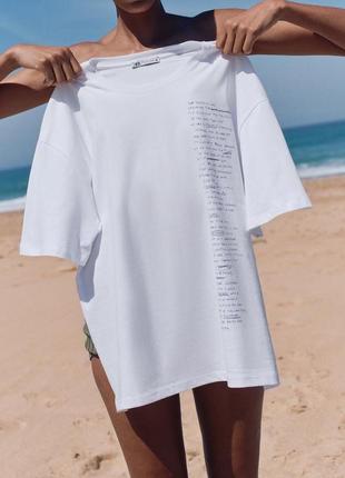 Футболка женская белая с принтом zara new
