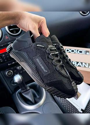 Шикарные женские кроссовки в стиле dolce & gabbana ns1 low total black чёрные