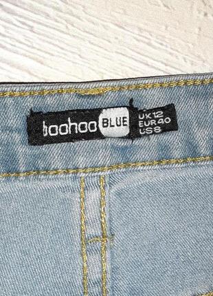 💝2+1=4 голубых зауженных джинсы скинни высокая посадка boohoo, размер 48 - 508 фото