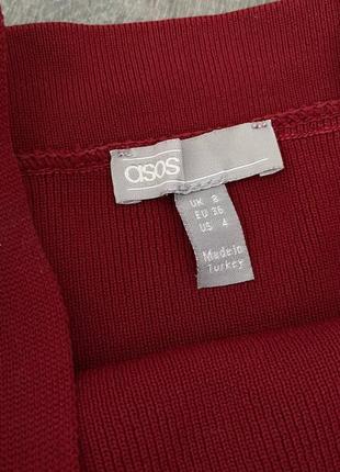 Женская темно-красная кофта в рубчик с открытыми плечами asos8 фото