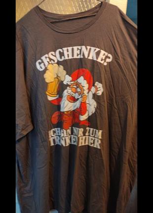 Размер 6 xl новая футболка майка из европы санта клаус дед мороз подарок с пивом новый год редво