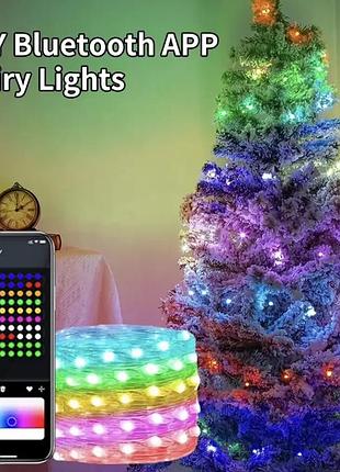Умная гирлянда 10 м bluetooth 100 led rgb с управлением из телефона + пульт