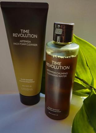 Missha очищувальна вода для обличчя missha time revolution artemisia calming cleansing water + пінка для вмивання
