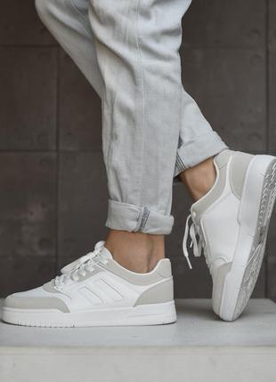 Женские кроссовки nexis white grey, женские кожаные кеды, женские кеды