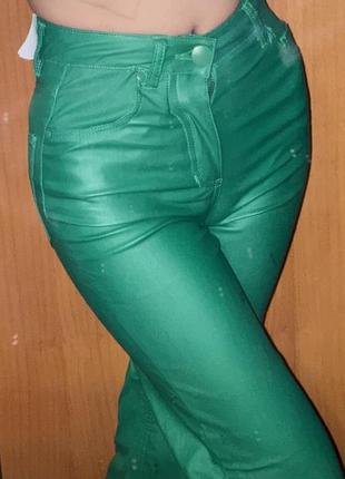 Штаны брюки джинсы зеленые sinsay4 фото
