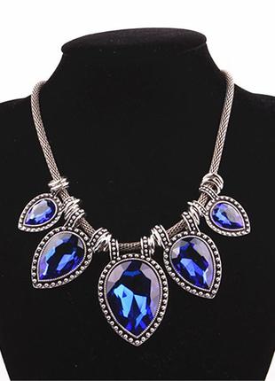 Розкішне вінтажне жіноче намисто-кольє з великими кришталевими ювелірними камінцями