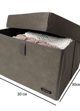 Коробка для зберігання речей l з кришкою - 30*30*20 см (сірий)4 фото