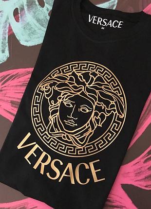 Черная футболка versace gold. люкс xs