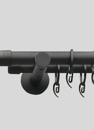 Черный матовый карниз для штор металлический, двухрядный 19 мм (комплект) заглушка кронштейн цилиндр