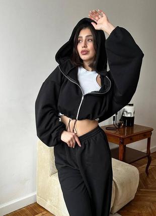 Костюм oversize : кофта + джоггери на затяжках