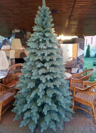 Элитная голубая 2.3м литая елка искусственная ель литая1 фото