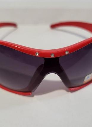 Окуляри сонцезахисні червоні зі стразами, спорт