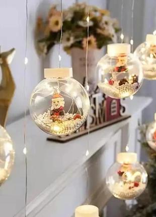 Гирлянда xmas ww-1 copper curtain ball lamp 7258 санта, теплый белый свет