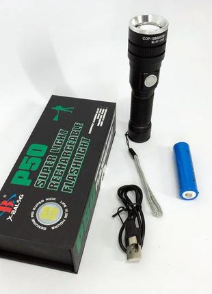 Тактичный фонарь bailong bl 611-p50 | ручной фонарик led | тактический фонарь police |...