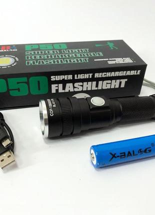 Тактичный фонарь bailong bl 611-p50 | ручной фонарик led | тактический фонарь police |...