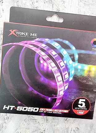 Світлодіодна стрічка xtrike me rgb ht-5050 bluetooth  5м, чорна