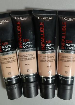 Стойкий тональный крем с матовым финишем. l'oreal paris infaillible 32h matte cover
