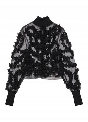 Блуза черная прозрачная zara (40)