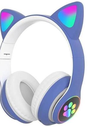 Наушники bluetooth mdr cat ear vzv-23m 7805 с подсветкой, синие