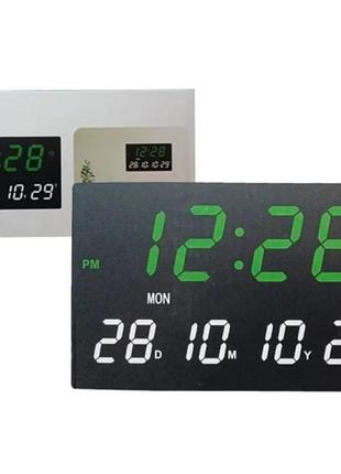 Годинник настінний 3308 із зеленим підсвічуванням, чорний