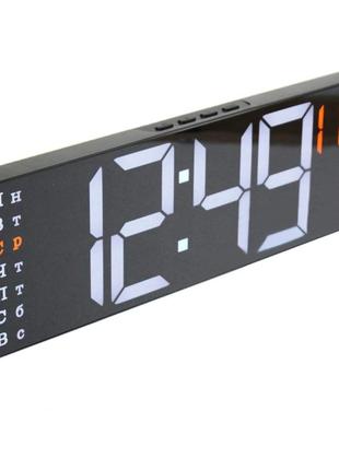 Годинник настільний sm-601 8766 з біло-жовтогарячою підсвіткою, чорний