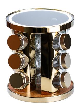 Набор для специй 12 предметов на круглой подставке с led-подсветкой