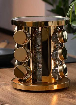 Набор для специй 12 предметов на круглой подставке с led-подсветкой