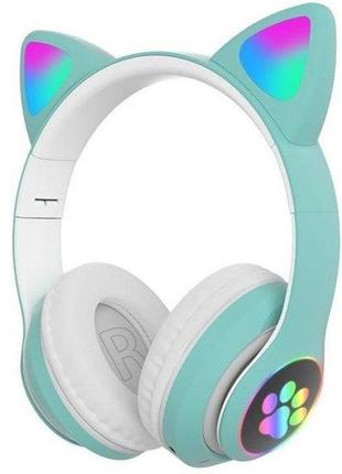 Навушники bluetooth cat ear vzv-23m 7695 з підсвіткою, м'ятні