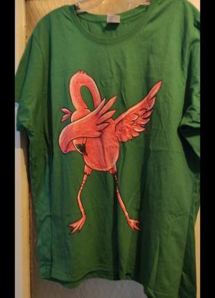Размер 3 xl новая футболка майка с европы розовый фламинго