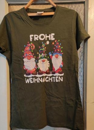 Размер s новая футболка майка с европы frone weihnachten счастливого рождества санта клаус дед мороз гномы подарок