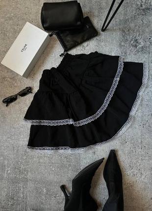 Літній розпродаж❗️невагома та легка спідниця «воланчики» з мереживом 💖6 фото