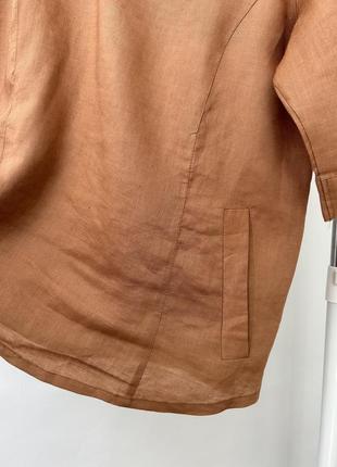 Блуза з вишивкою мереживом з кишенями льняна 🤎ammos basic🤎4 фото