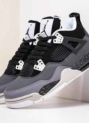 Кросівки  осінь/демісезон ! nike air jordan 4 retro (чорно/сірі)  ! натуральна шкіра