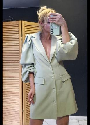 Платье жакет от missguided ментоловое с объемным рукавом, размер s (8), новое!
