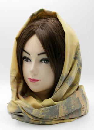 Шарф жіночий на голову, жовтий теплий шарф