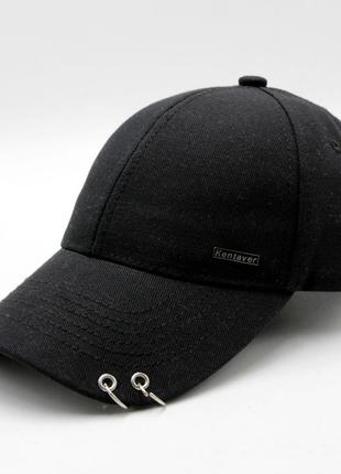 Бейсболка пірсинг два кільця в козирку однотонна на літо з регулюванням розміру бавовняна 55-56р.