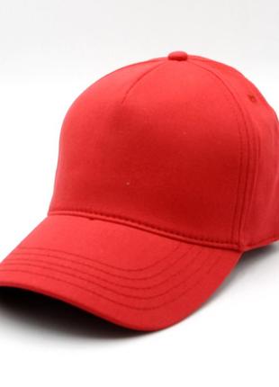 Бейсболка пустышка пятиклинковая однотонная красная на лето с регулировкой размера 59-60р. вельветовая