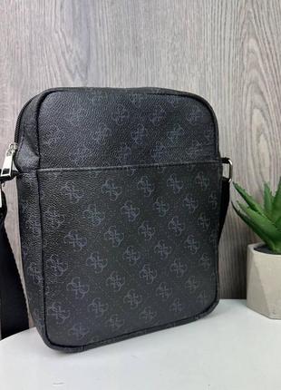 Стильная мужская сумка планшетка на плечо стиль guess, сумка-планшетка гесс черная