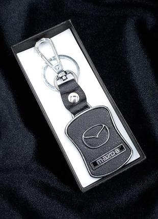 Черный брелок для автомобильных ключей мазда mazda, автомобильный брелок с логотипом мазда черный из кожзама