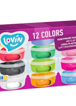 Пластилін легкий повітряний 12 кольорів tm lovin  в стаканах арт 70176