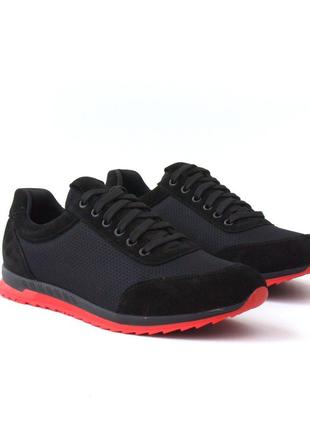 Чорні кросівки сітка кеди повсякденні чоловіче взуття великих розмірів rosso avangard ada set black bs1 фото