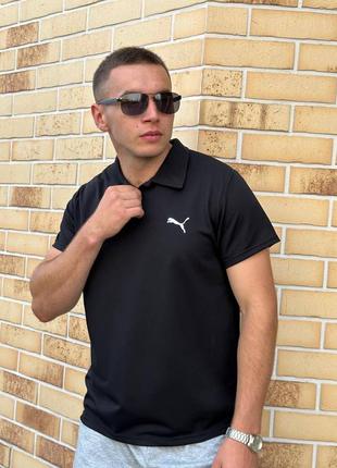 Мужская поло футболка пума черная / повседневные футболки от puma2 фото