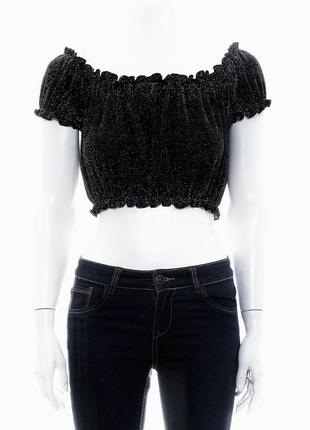 Черный блестящий топ