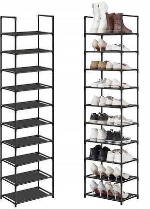 Стенка для обуви 43 х 21 х 170 см 10 уровней черная
