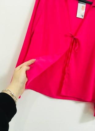 Блуза — накидка primark із зав'язкою рожевий неон s3 фото