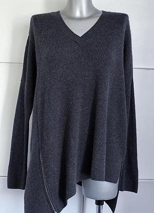 Светр all saints сірого кольору  з асиметричним низом та блискавкою