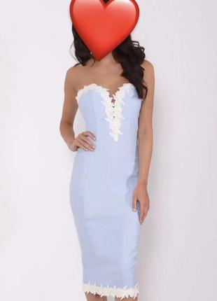Платье maje обтягивающее пр фигуре миди макси голубое с чашками корсет5 фото