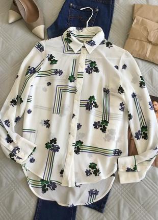 Красивая нежная удлиненная блуза в принт